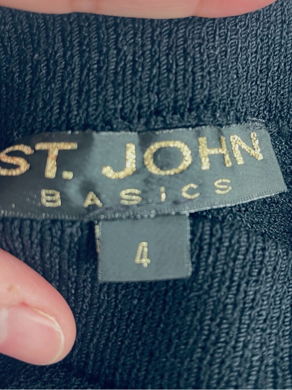 St John Basics Black Knit Midi Skirt 4 Pull On Pencil Stretch Slit Workwear - Picture 4 of 11